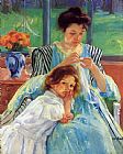 Mary Cassatt Canvas Paintings - Young Mother Sewing 1902